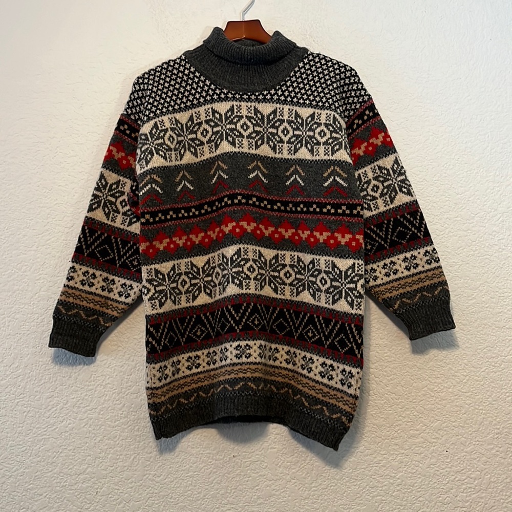 Vintage Shetland Wool Fair Isle Oversized Sweater